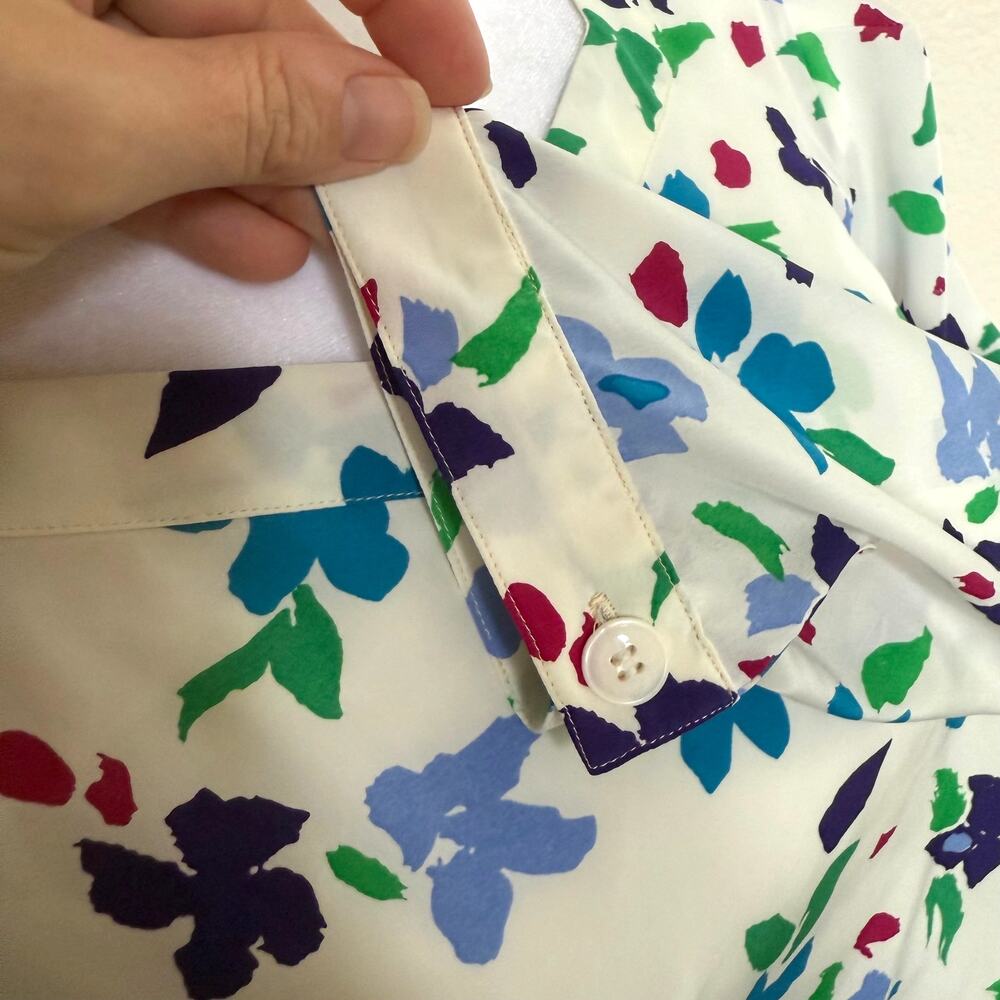 Vintage Maggy Boutique Floral Blouson Midi Dress Size 10 White Multicolor - Picture 5 of 11